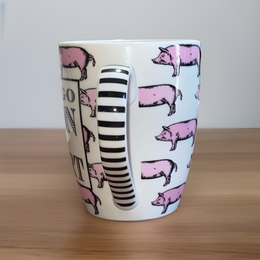 Pier 1 Imports DON'T GO BACON MY HEART Mug Cup Pig Love Foodie 16 oz Pink Funny - Picture 3 of 5